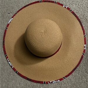 San Francisco 49er sun hat Wide Brim Straw Sun Hat with Red Trim